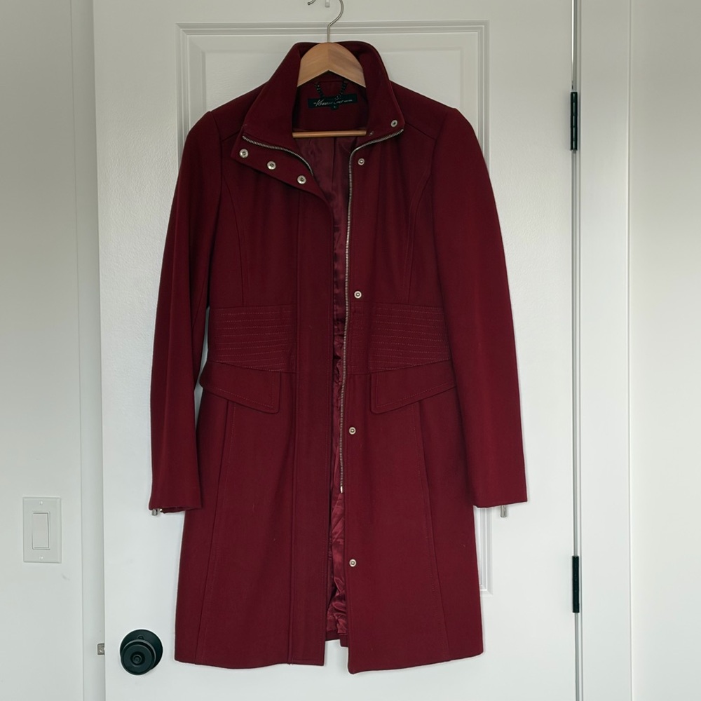 Kenneth Cole Burgundy Tailored Trench Coat